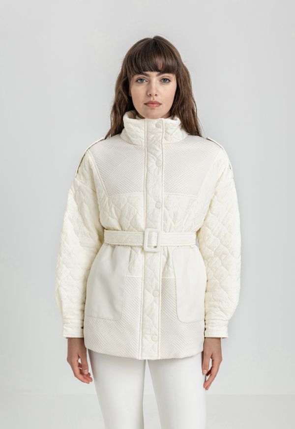 Quilted Textured Belted Jacket