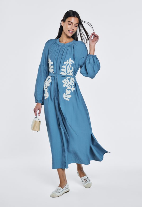 Chenille Embroidered Crinkled Abaya- Ramadan Style