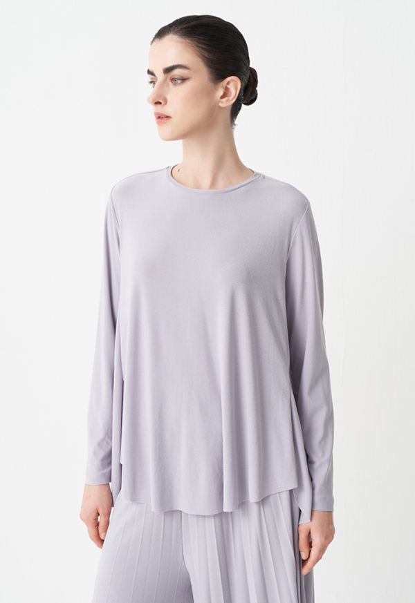 Solid High-Low Long Sleeves Blouse
