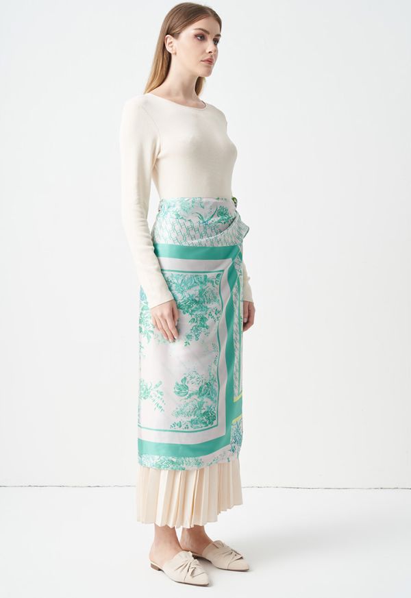 Printed Floral Wrap Skirt
