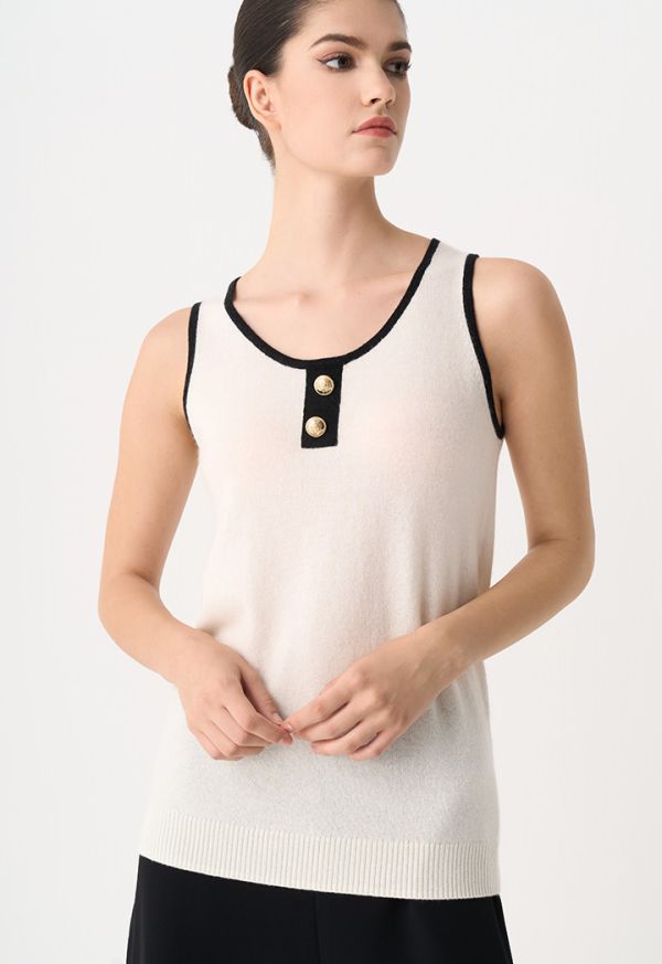 Contrast knitted Sleeveless Top