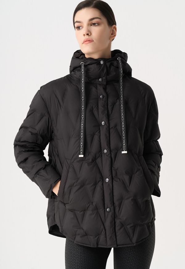 Solid Quilted Hooded Jacket