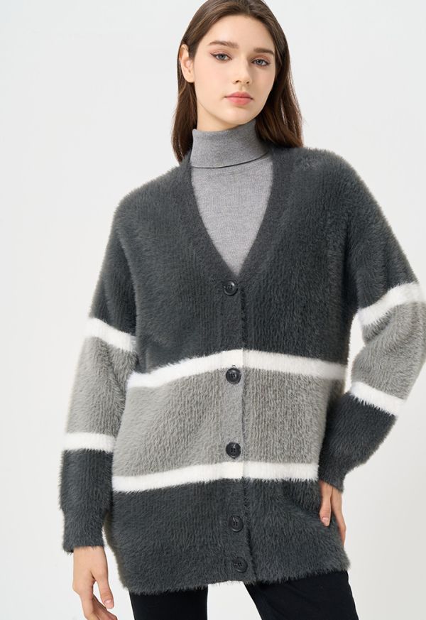 Faux Fur Knitted Cardigan