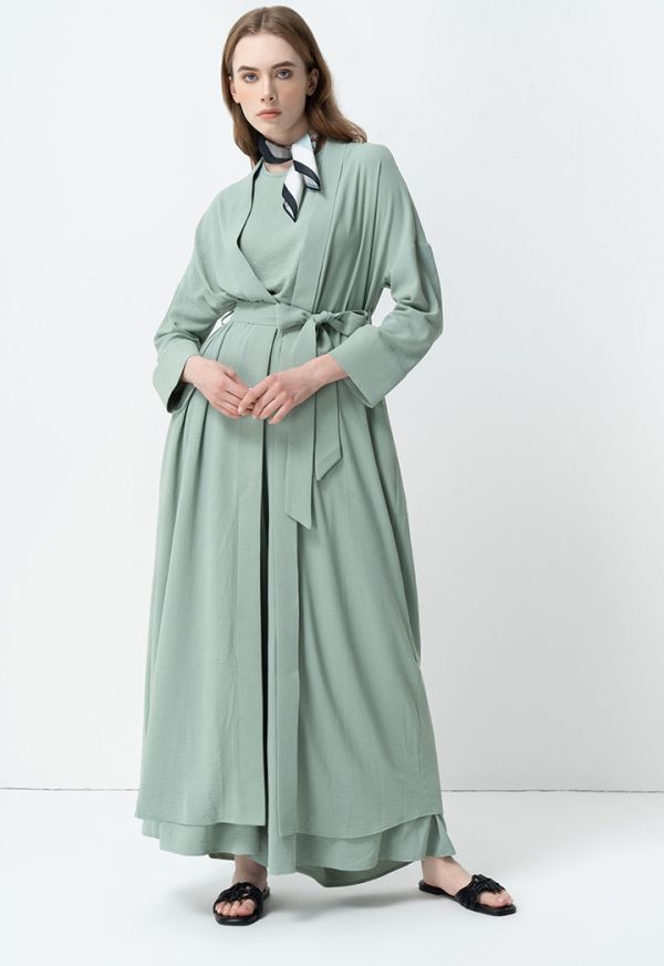 Solid Classic Maxi Abaya With Belt