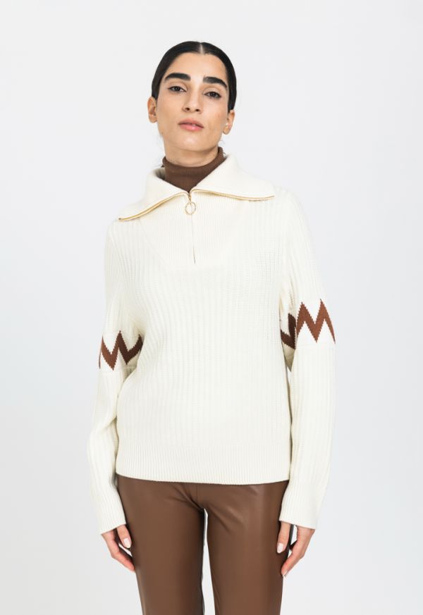 Knitted Ribbed Contrast Sweater
