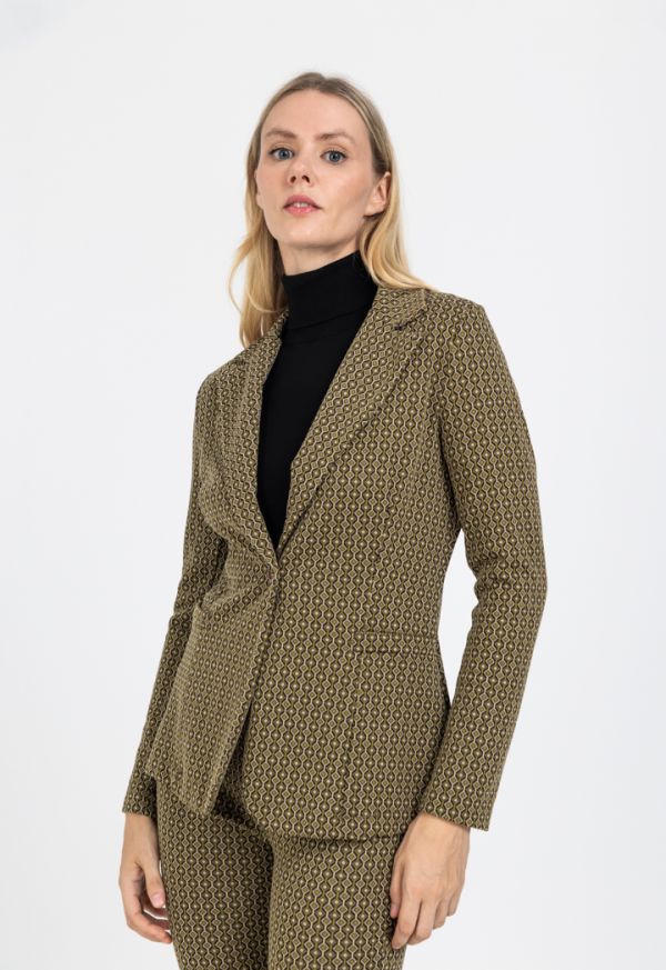Allover Knitted Jacquard Classic Blazer