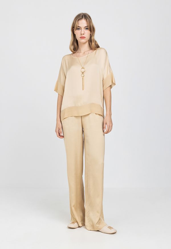 Solid Wide Leg Straight Pants