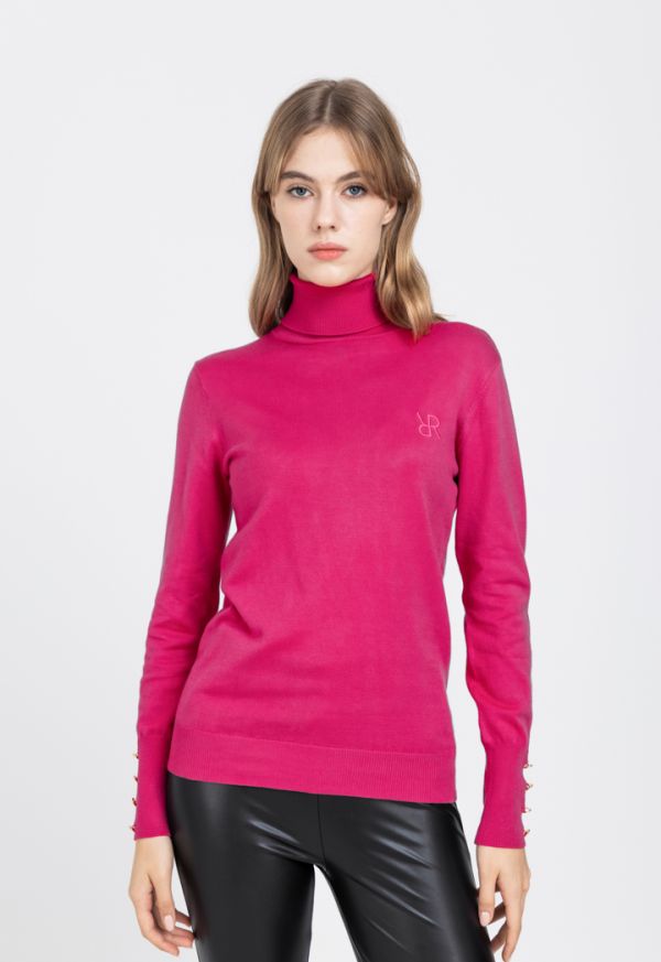 Knitted High Neck Solid Top