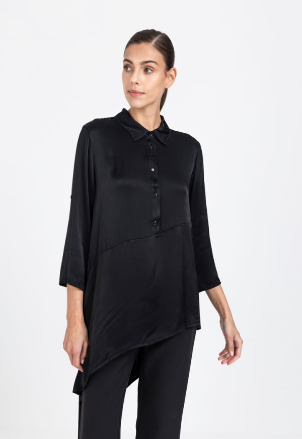 Asymmetrical Solid Tunic Blouse