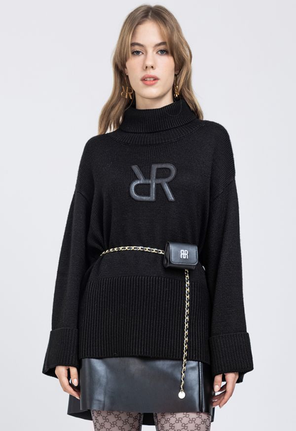 High Neck Oversized Knitted Sweater