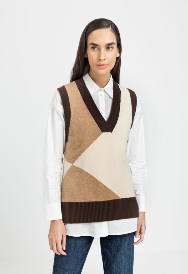 Colorblock Sleeveless Sweater Vest