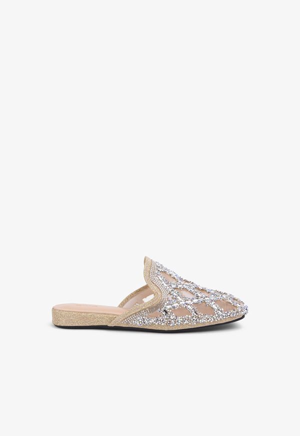 Crystal Strass Embellished Glittery Mules