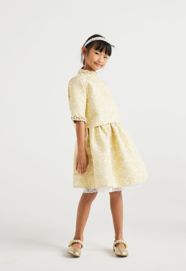 Embellished Jacquard Top and Skirt Set (2PCS)