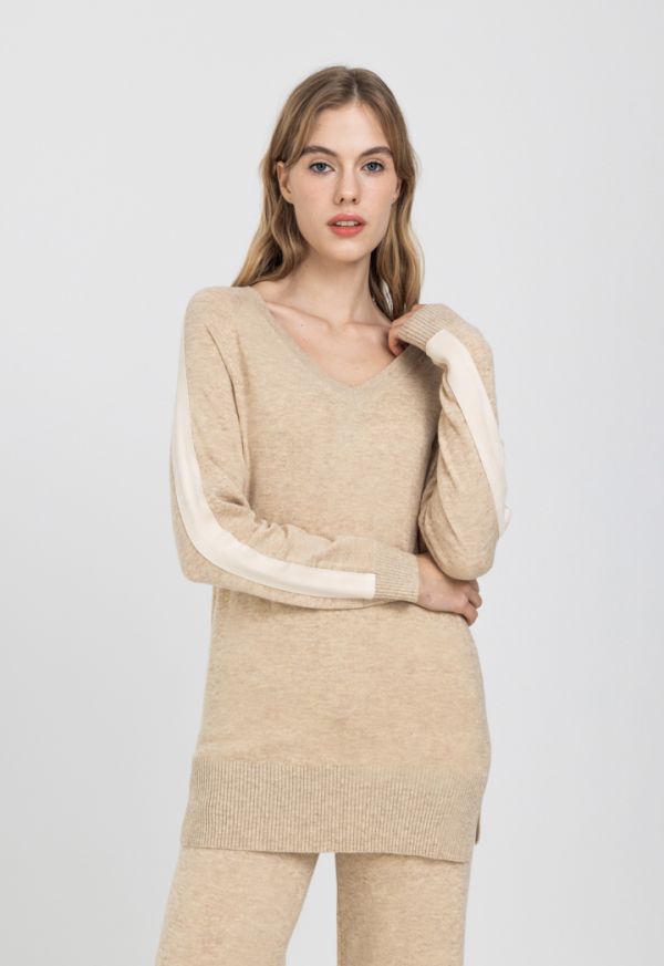 Solid Long Sleeve Knitted Blouse