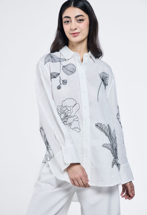 High Low Embroidered Shirt