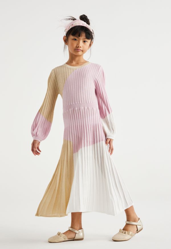 Textured Multicolored Dress Set (2PCS)