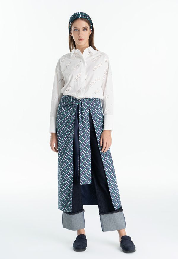Multicolored Printed Side Slit Midi Skirt -Sale