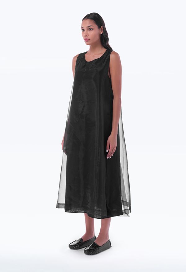 Mesh Seethrough with Solid Inner Linning Maxi Dress -Sale