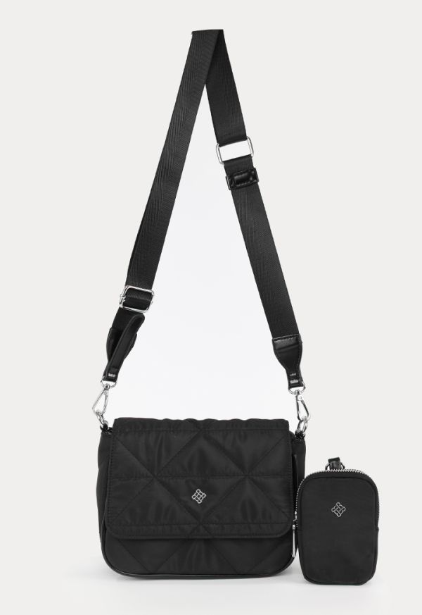 Nylon Solid Shoulder Bag With Matching Pouch -Sale