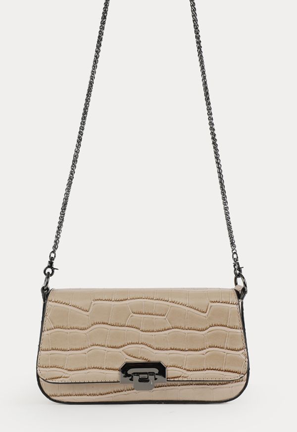 Embossed Shiny PU Leather Baguette Bag Sale