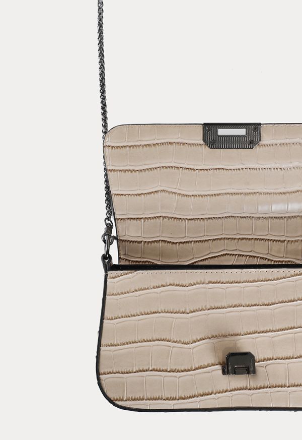 Embossed Shiny PU Leather Baguette Bag Sale