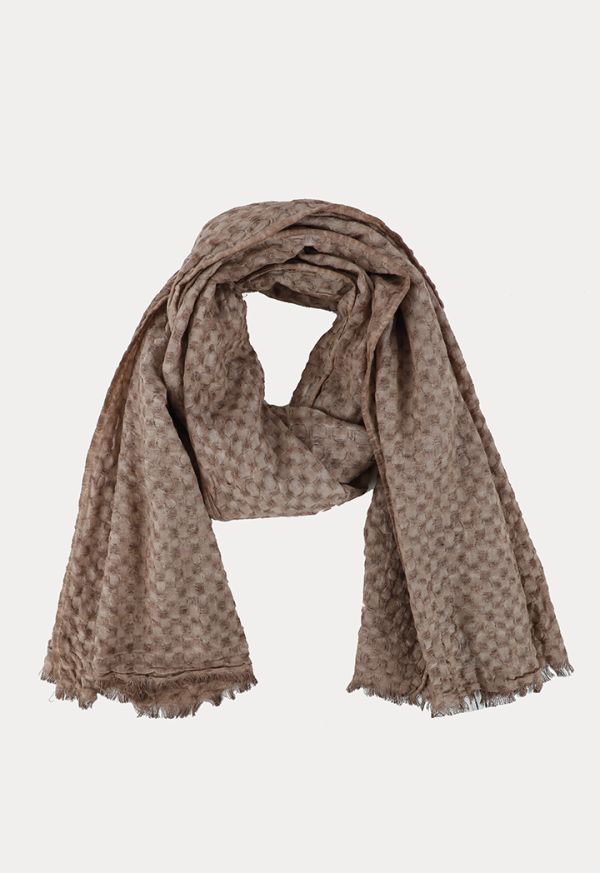Textured Winter Scarf With Frayed Edges -Sale