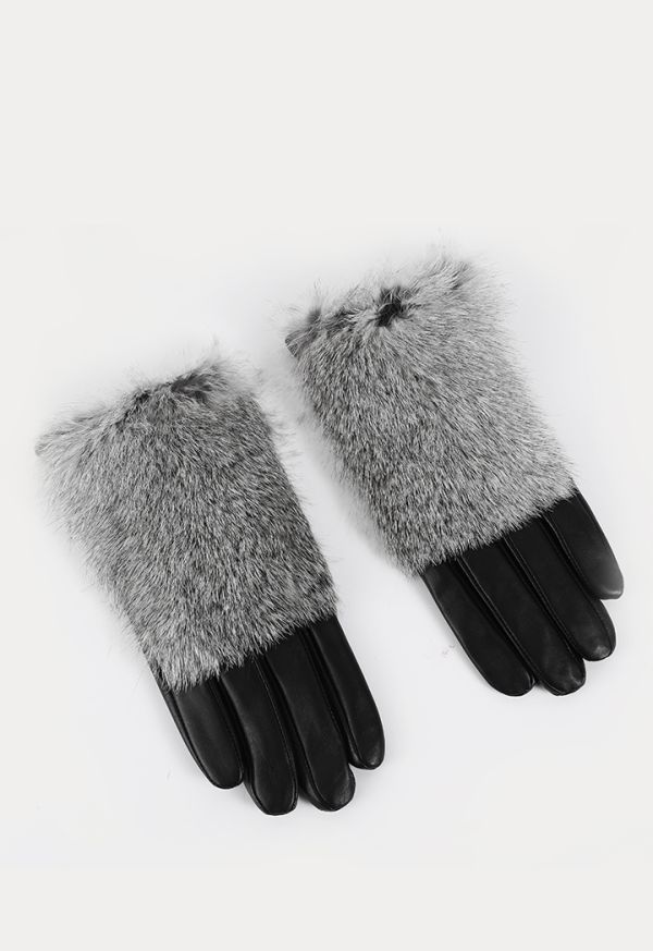 PU Leather Faux Fur Gloves Sale