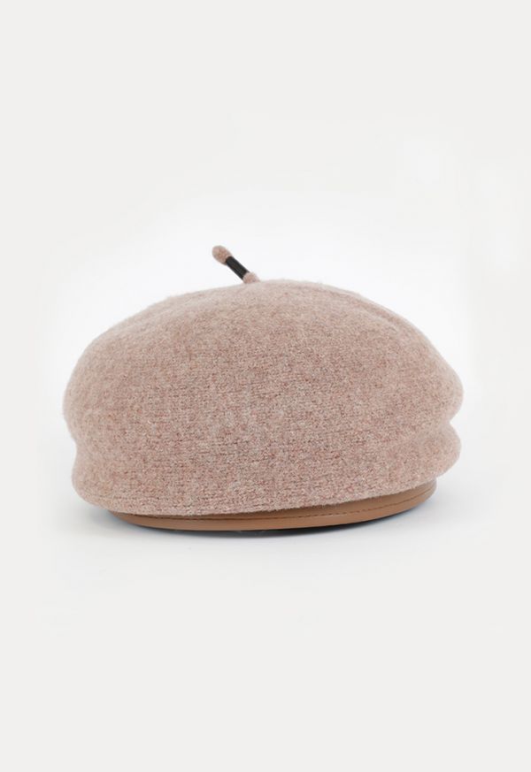 Wool Beret With Leather Trim -Sale