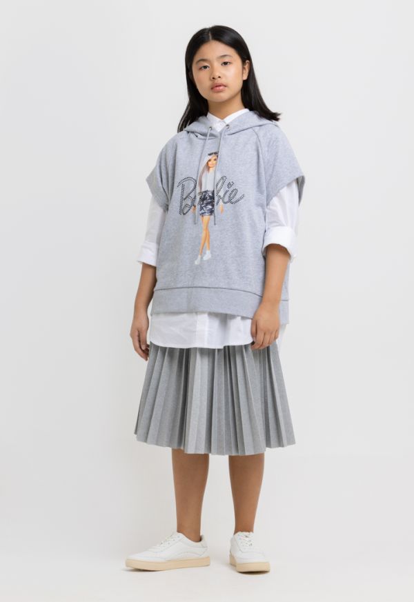 All Over Pleated Solid Midi Skirt -Sale