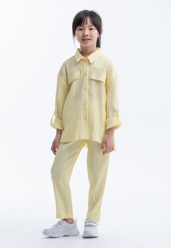 Textured Solid Shirt And Pants Set -Sale
