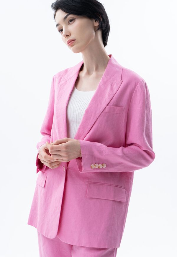 Classic Fit Solid Linen Blazer -Sale