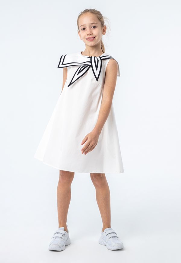 Contrasting Sailor Collar Solid Dress -Sale