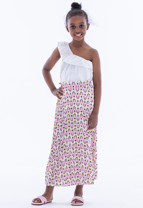 Printed Pleated Maxi Skirt -Sale