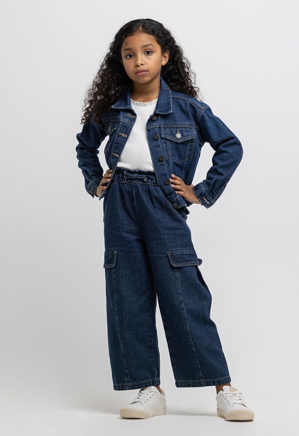 Paperbag Drawstring Waist Side Pockets Denim Jeans -Sale