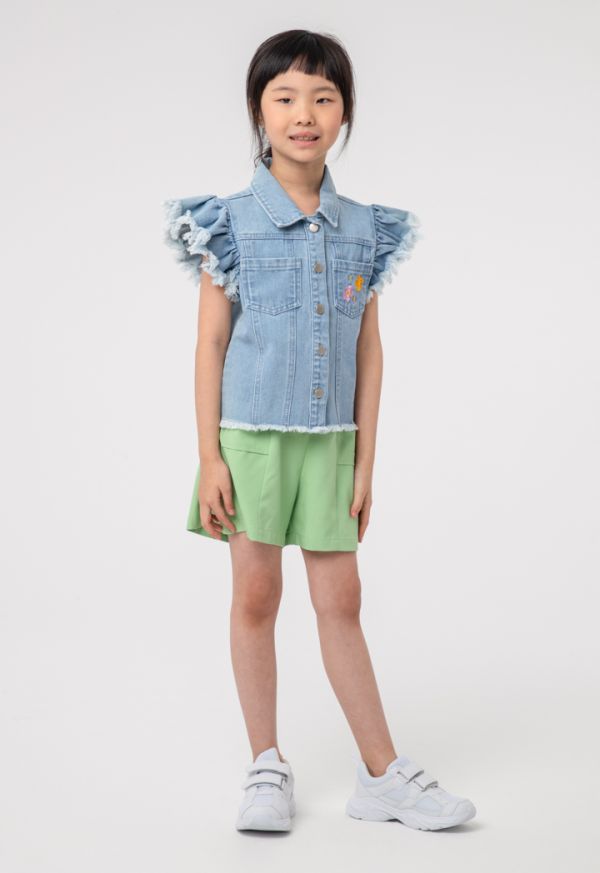 Girls Embroidered Blue Denim Jacket Sale