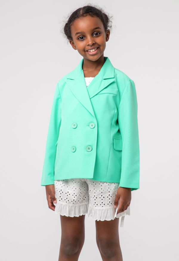 Girls Solid Double Breasted Blazer -Sale