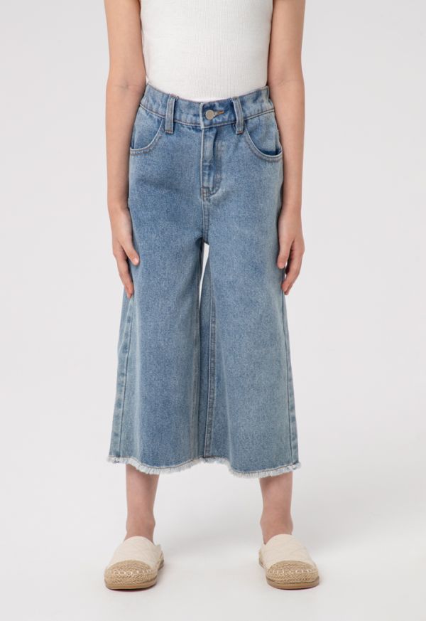 Wide leg frayed cropped jeans online