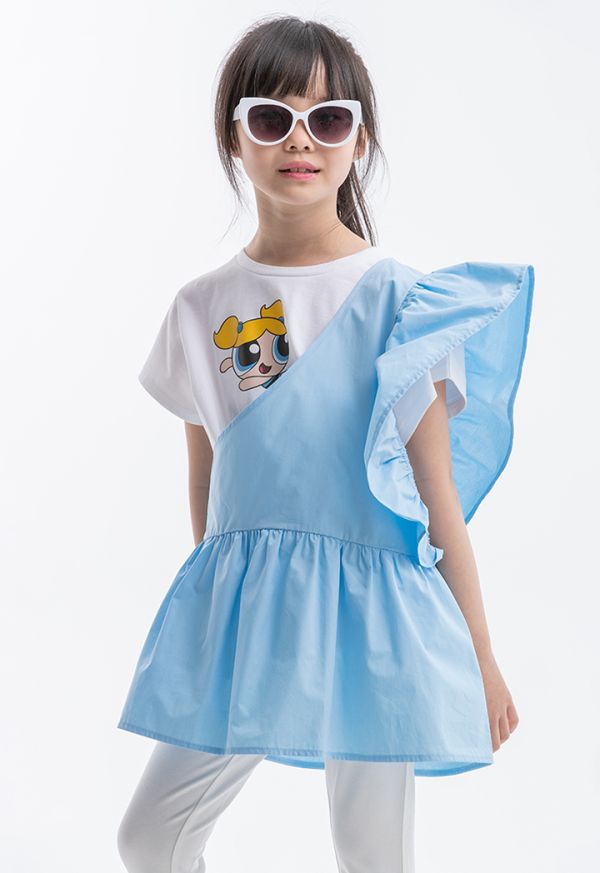 Powerpuff Girls Ruched Contrast Blouse -Sale