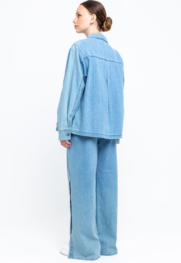 Oversized Multi Pockets Buttoned Denim Jacket Sale
