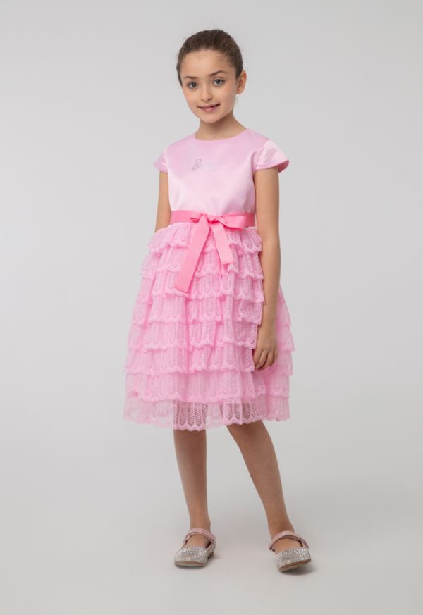 Barbie Layer Ruffle Lace Fabric Embellish Dress -Sale