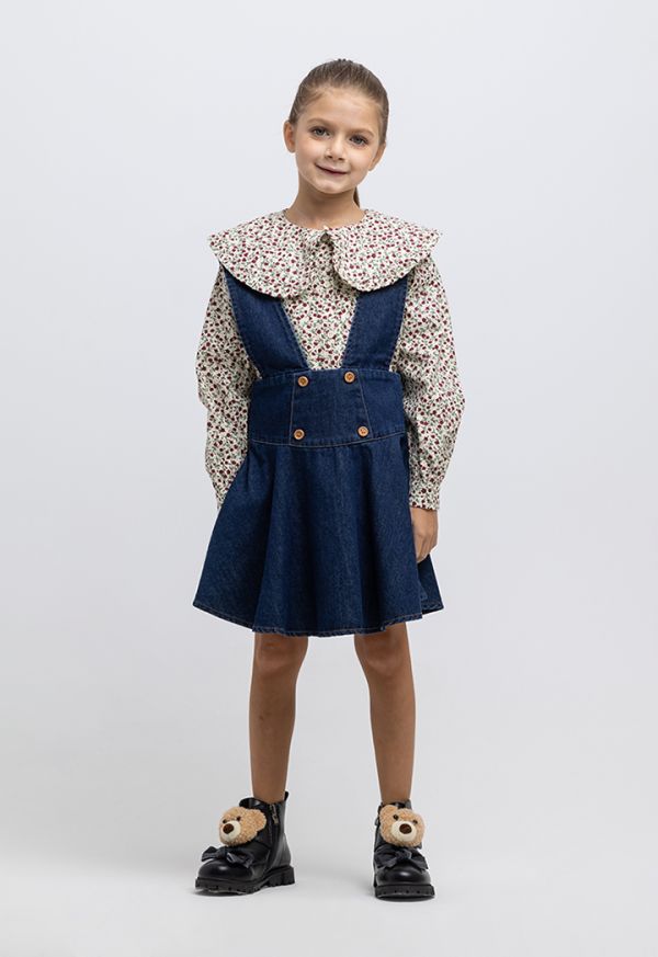 Denim suspender deals skirt dress