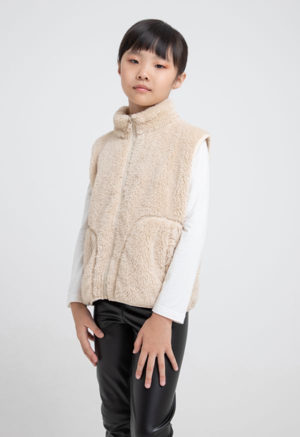 Solid Faux Fur Sleeveless Open Winter Gillet