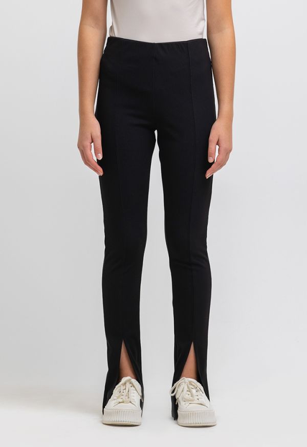 Flared Cut Front Slit High Rise Trousers -Sale
