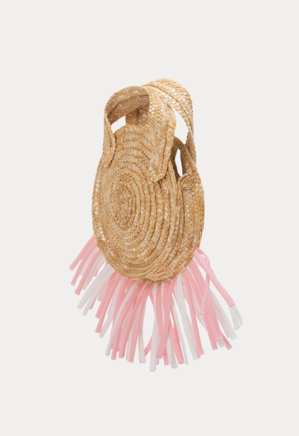 Round Straw Handbag With Tassel -Sale