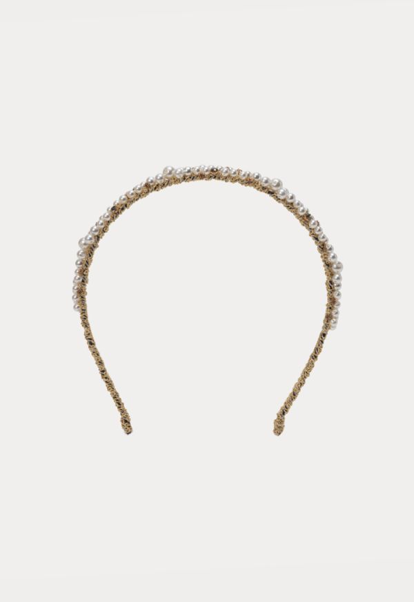 Slim Beaded Pearl Lurex Headband -Sale