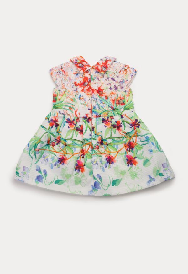 Collared Multicolored All Over Printed Doll Dress -Sale