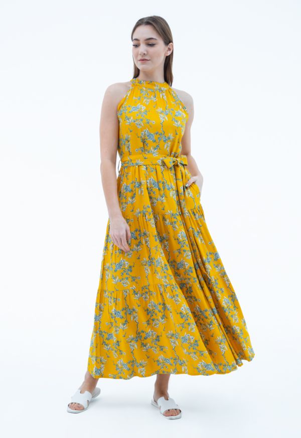 Halter Neck Classic Printed Dress -Sale
