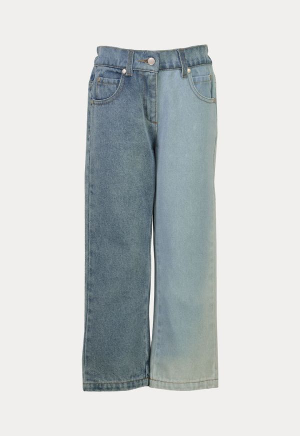 Contrasting Straight Cut Jeans -Sale
