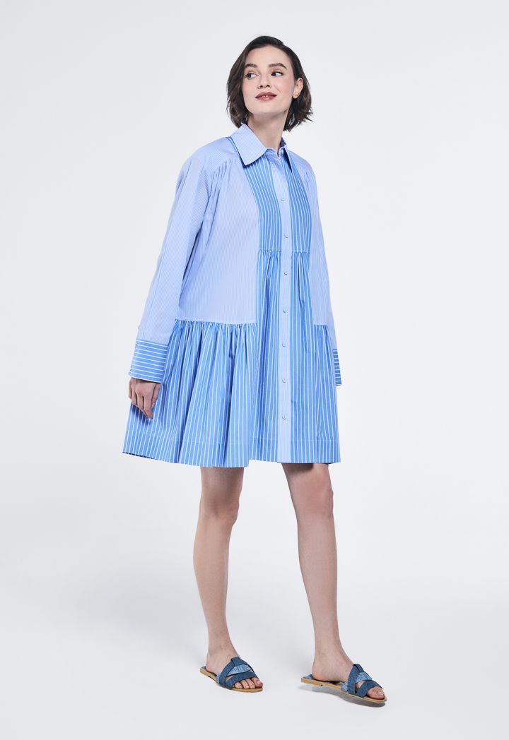 Oversized Striped Shirt Dress
