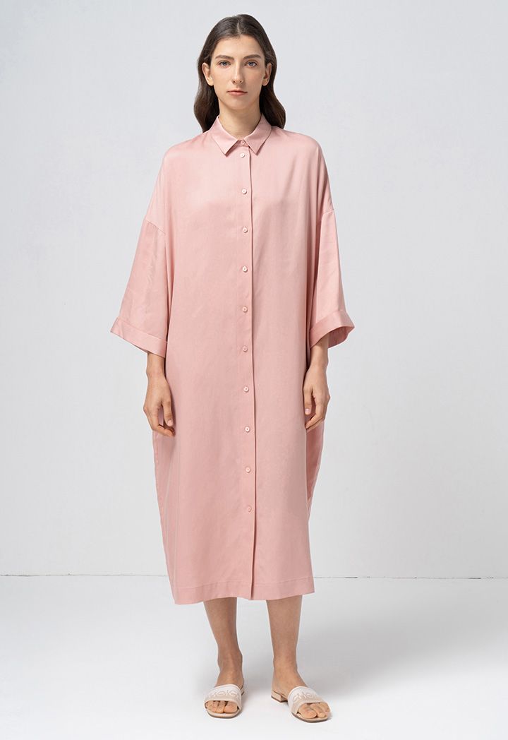 Single Tone Flared Shirt Dress